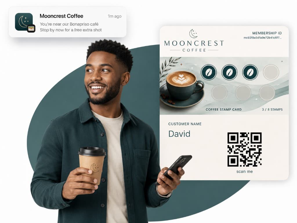 Mooncrest Coffee geofencing notification on lock screen