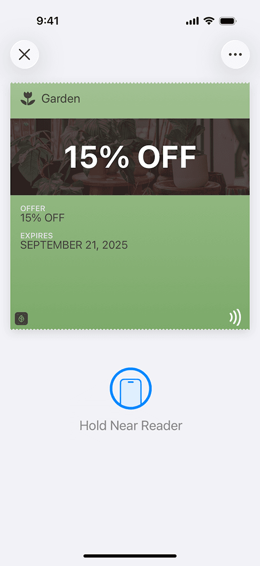 Wallet coupon ready for in-store redemption